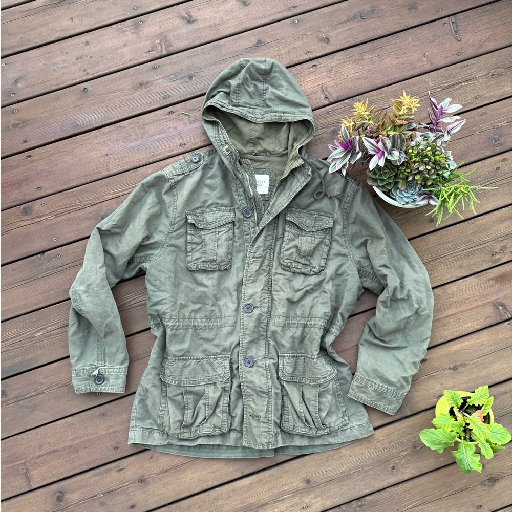 Women's Hooded Utility Jacket - Olive Green